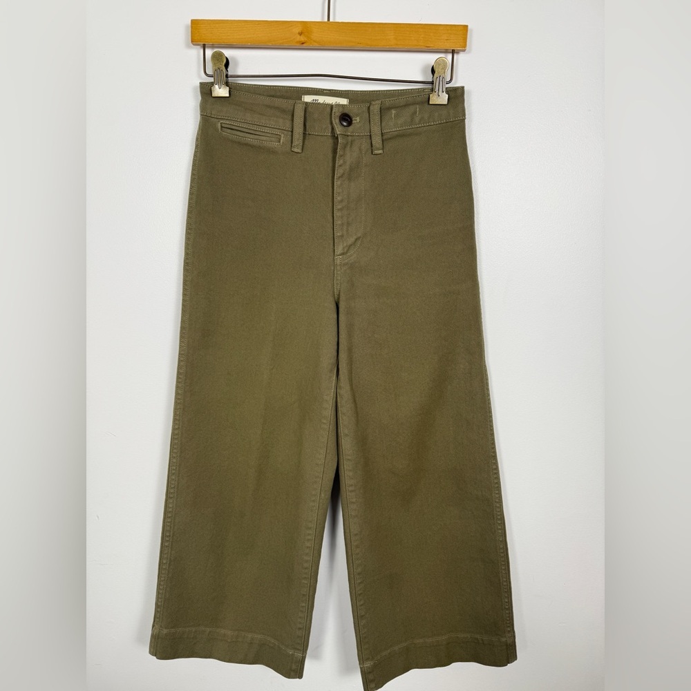 Madewell Emmett Wide-Leg Crop Pants Olive Green size 25 - Picture 2 of 13